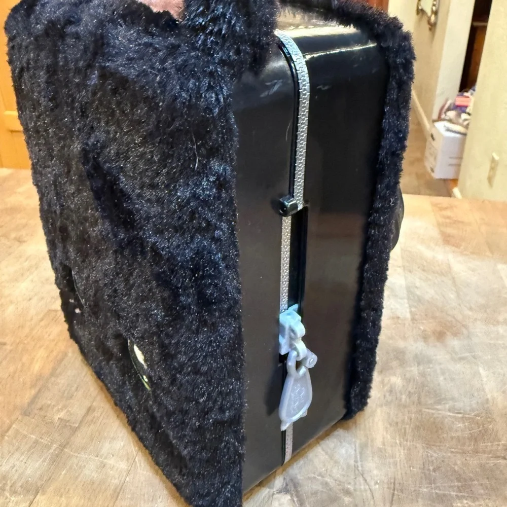 Na Na Na Surprise Black Kitty Cat Plush Fuzzy Backpack Purse Doll Bedroom Case
